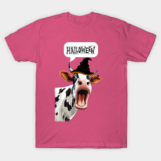 Halloween Cow T-Shirt by Funtomass